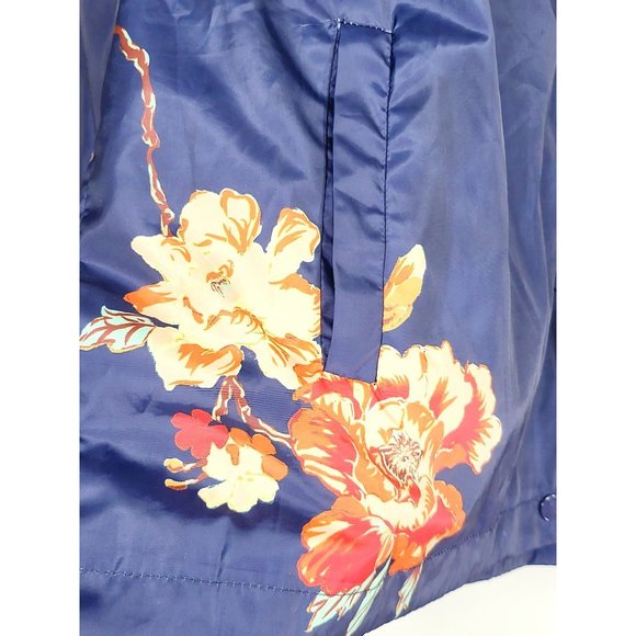 UO x SILENCE NOISE Navy Floral Satin Lightweight Windbreaker Bomber Jacket M - Picture 11 of 14